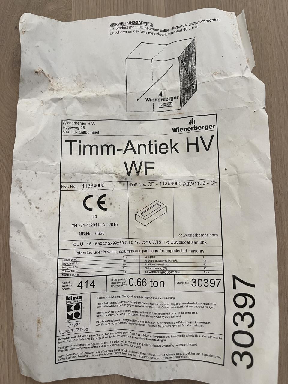 Partij Wienerberger Timm-Antiek HV WF metselstenen te koop