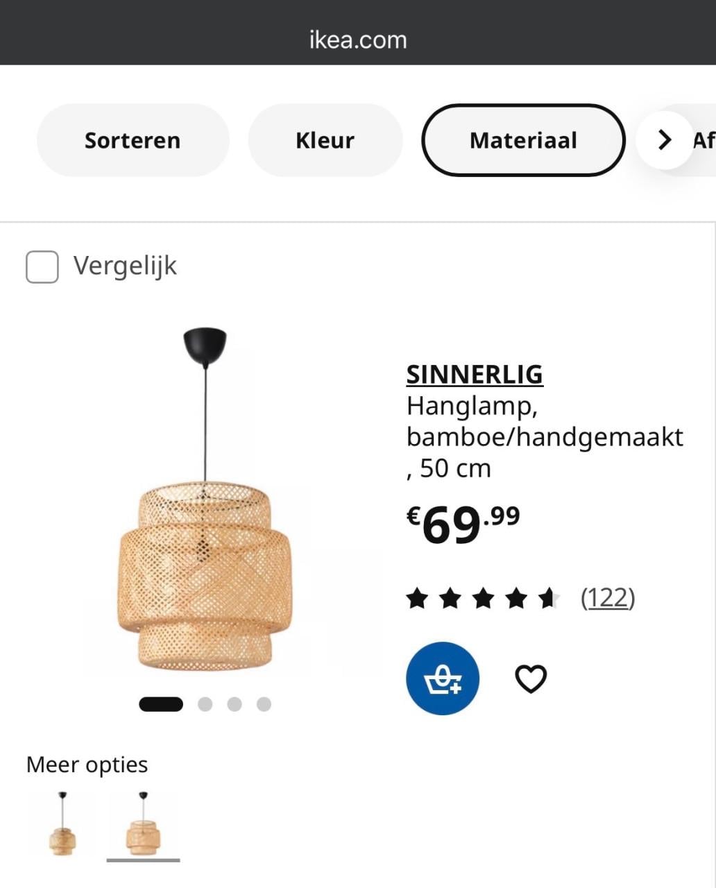 IKEA SINNERLIG Hanglamp Bamboe Handgemaakt 50 cm