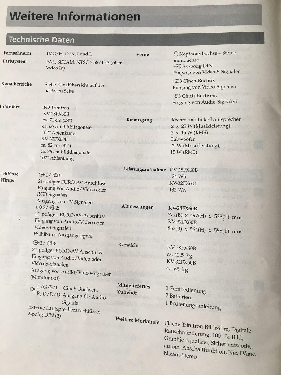 SONY Trinitron 100 HZ kleur TV -kastmodel