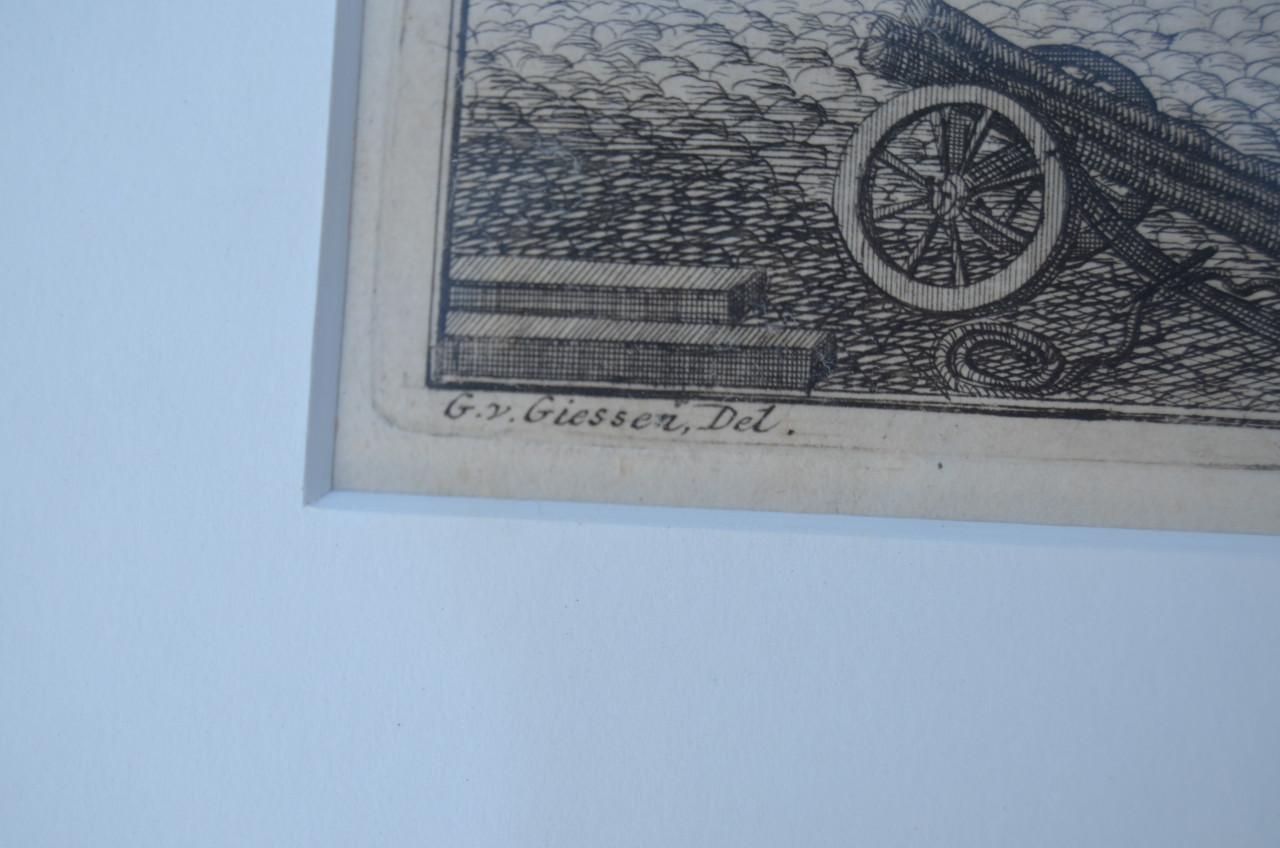 Ets/kopergravure Hofje van Hogelande Den Haag 18e eeuw