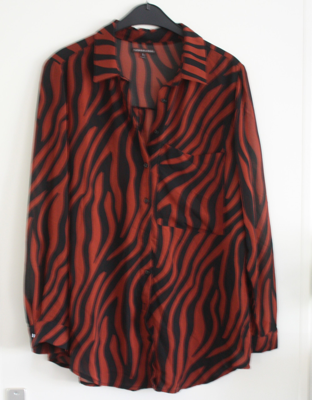 Blouse bruin rood zwart zebra print bluse maat s