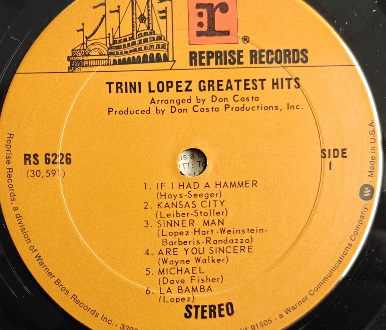 Te Koop LP Trini Lopez – Greatest Hits