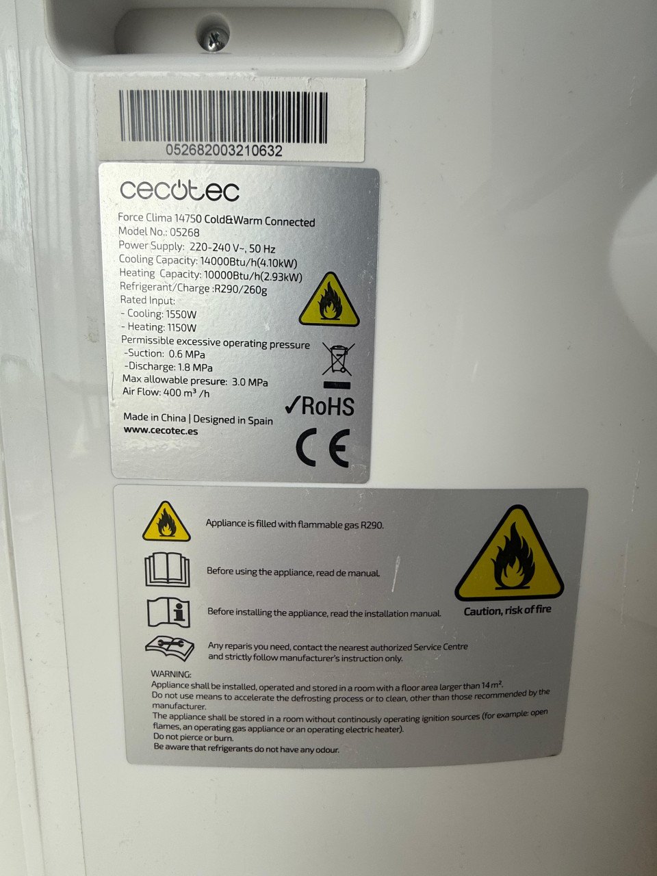 Mobiele airco Cecotec Force Clima 14750 – 14.000 BTU