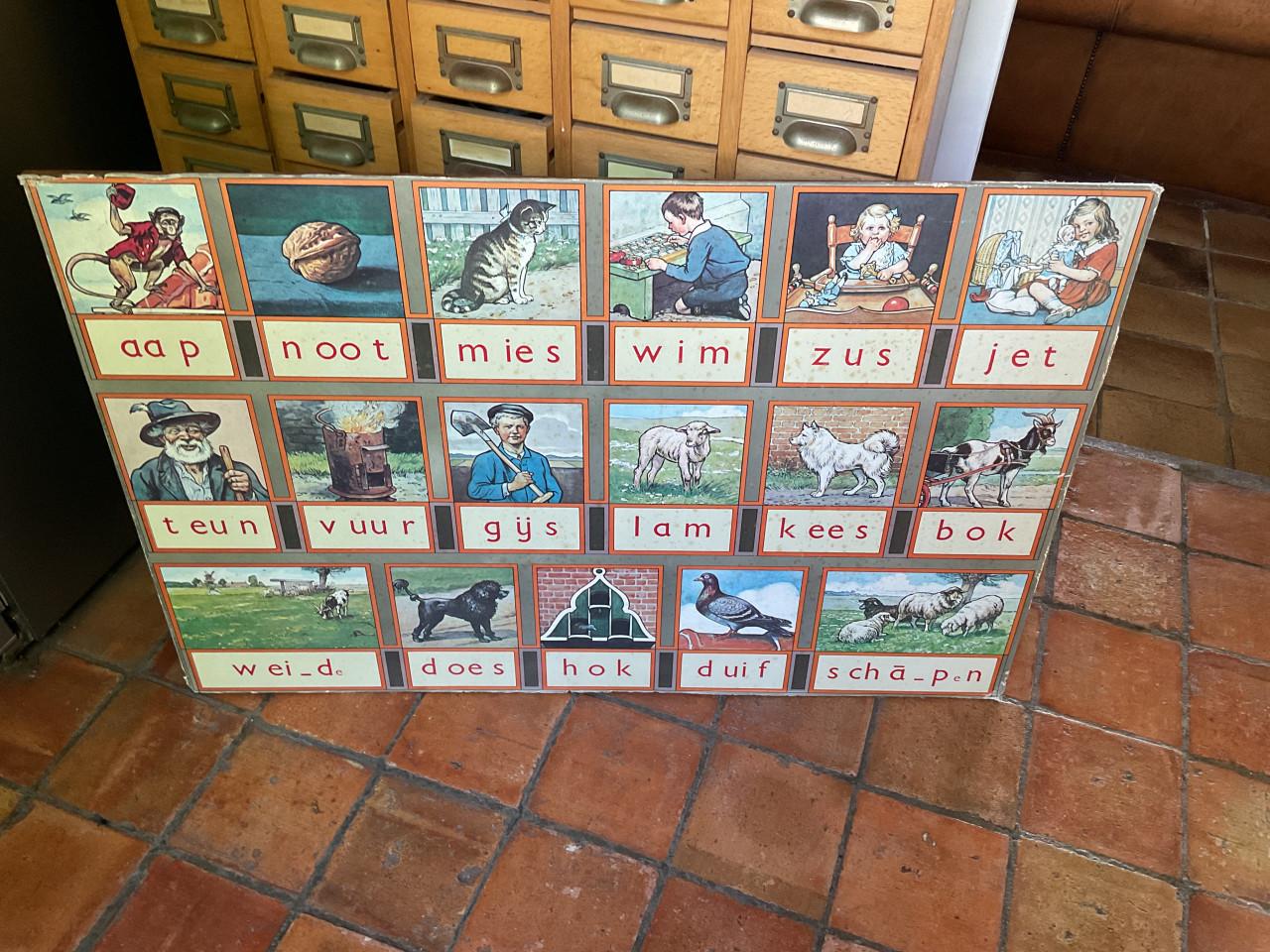 Houten schoolbord Aap Noot Mies
