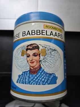 Blik Zeeuwse Roomboter Babbelaars,  H11.5 Ø 9cm L.J. Joosse