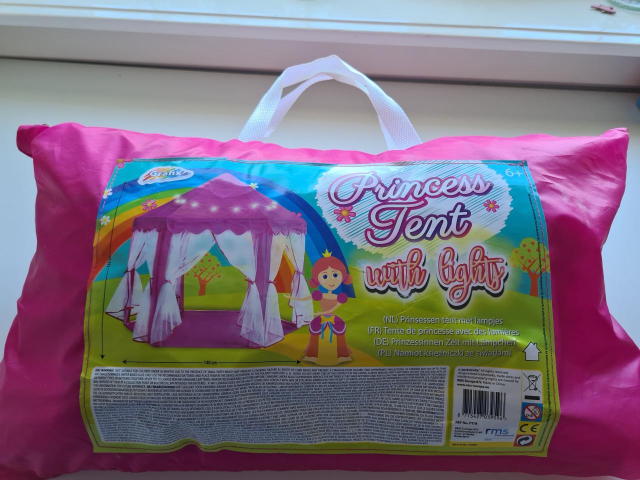 Roze speelgoedtent Grafix, model Princess met lichtjes