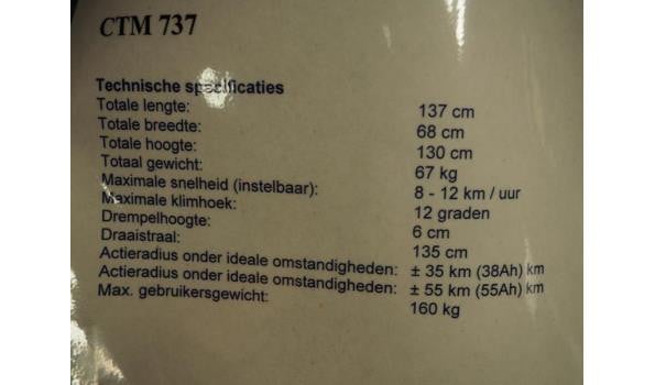 Scootmobiel merk: CTM 737 incl. oplader, 3 wielen, mandje, stokhouder