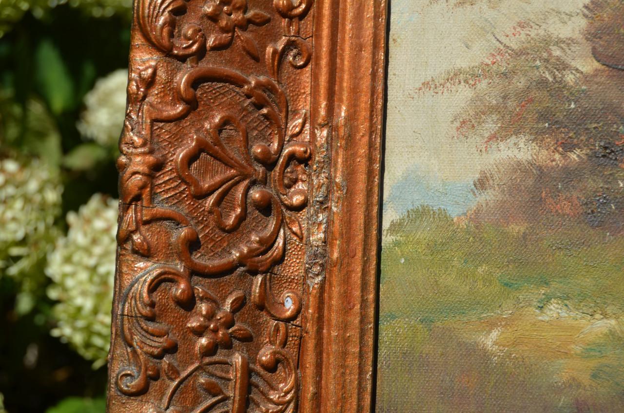 Nog een bootje in rivierlandschap, gesigneerd