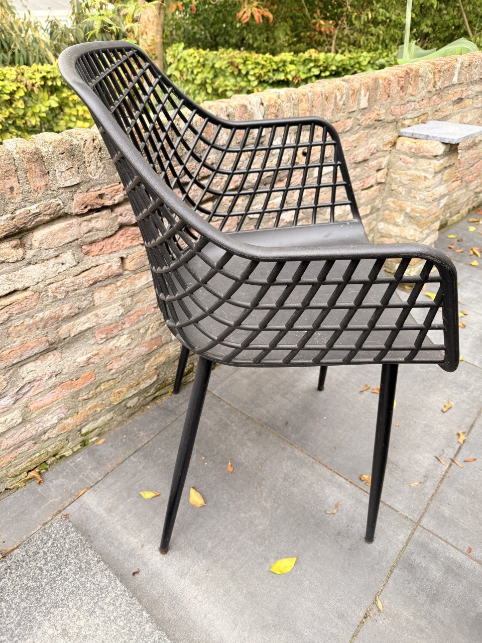 6 Zwarte webbing tuinstoelen