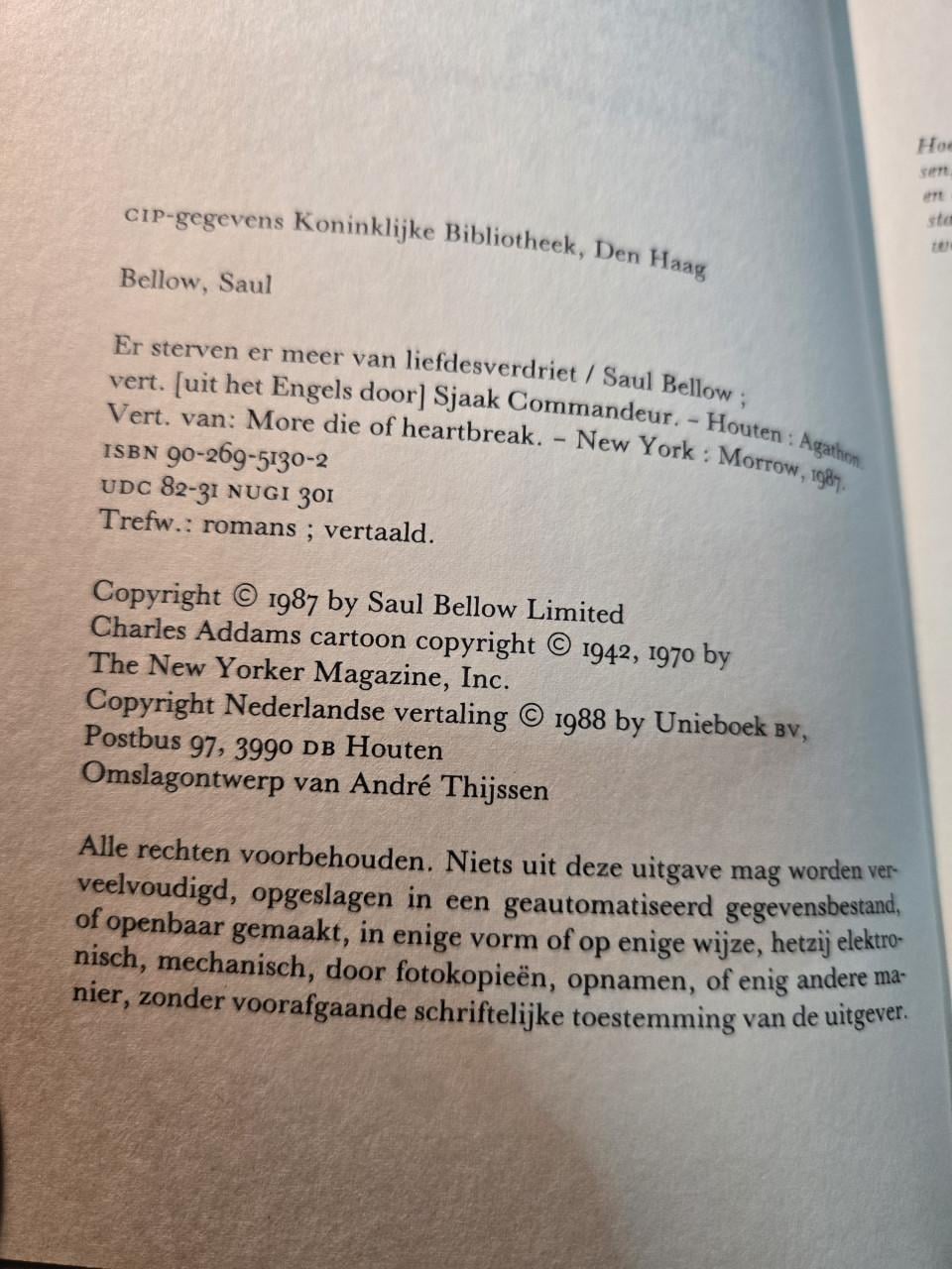 Boek: Er sterven er meer van liefdesverdriet 1988