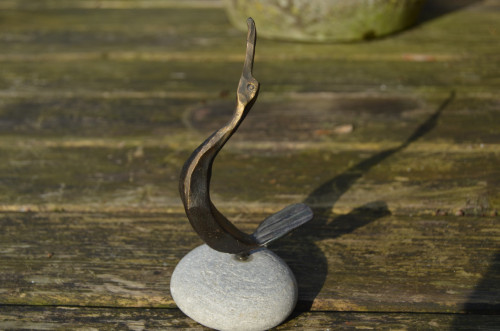 Bronzen beeldje vogel, aalscholver?