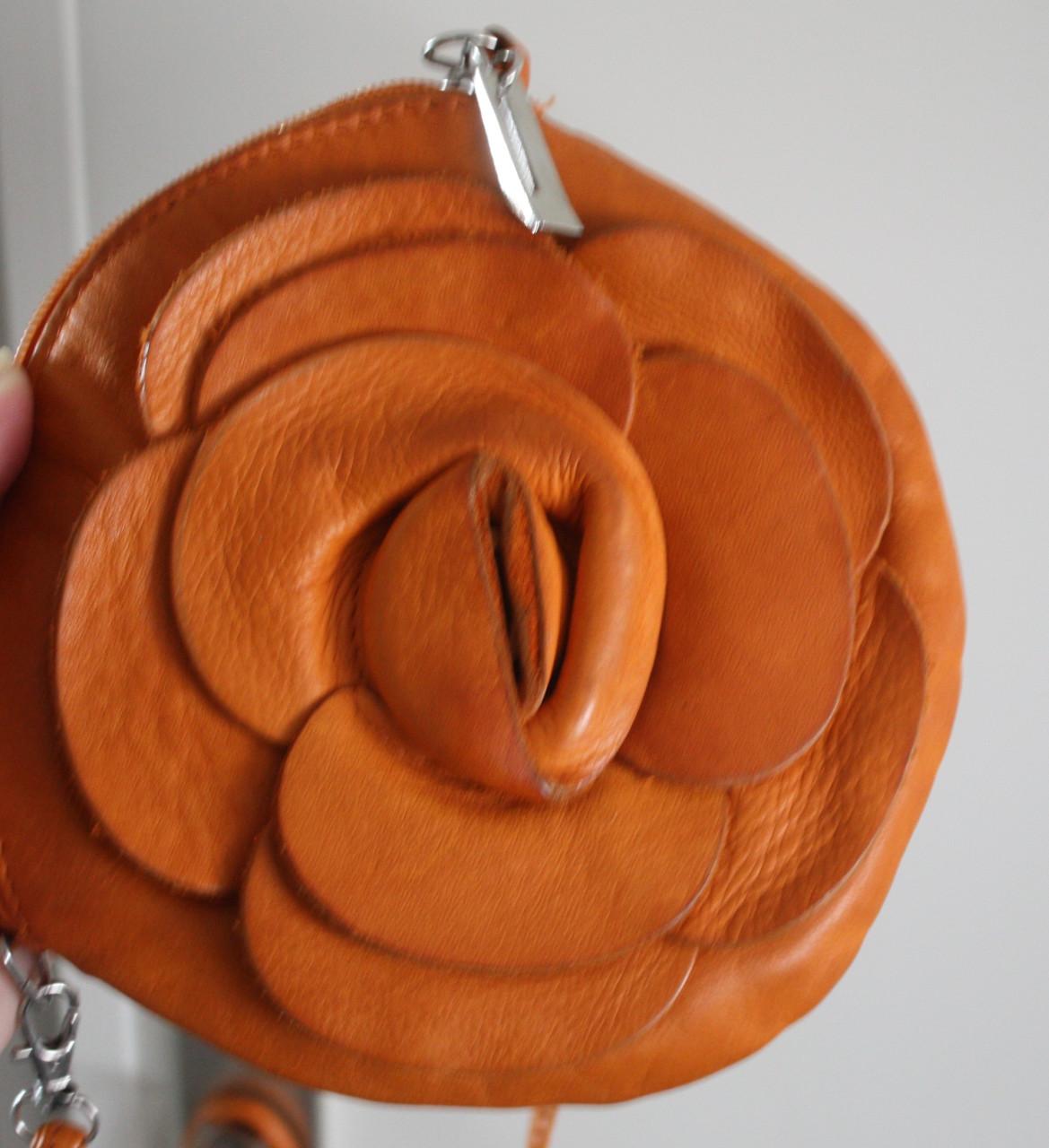 Oranje bloemen  schouder tasje