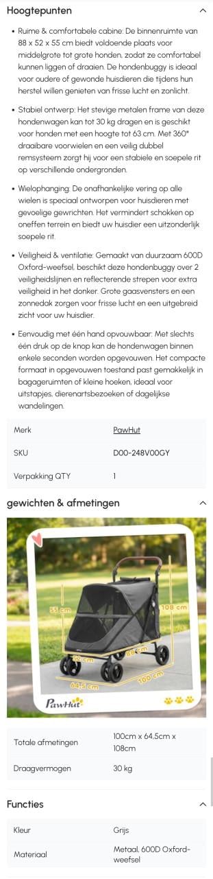 Nieuw‼️Pawhut Hondenwagen D00-163V00GY