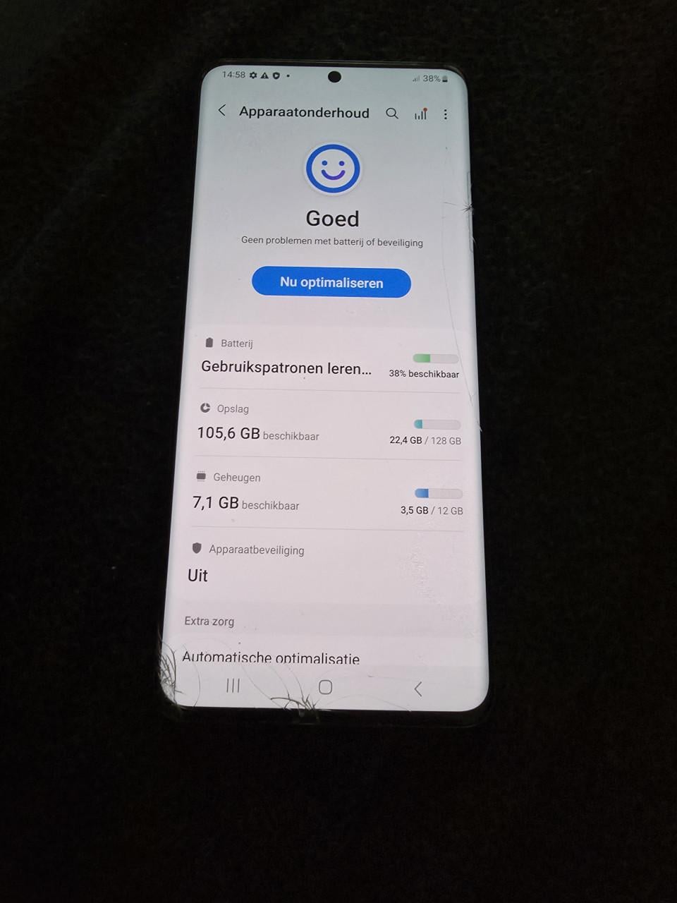 Te koop samsung s20 128gb gebarst voor kant