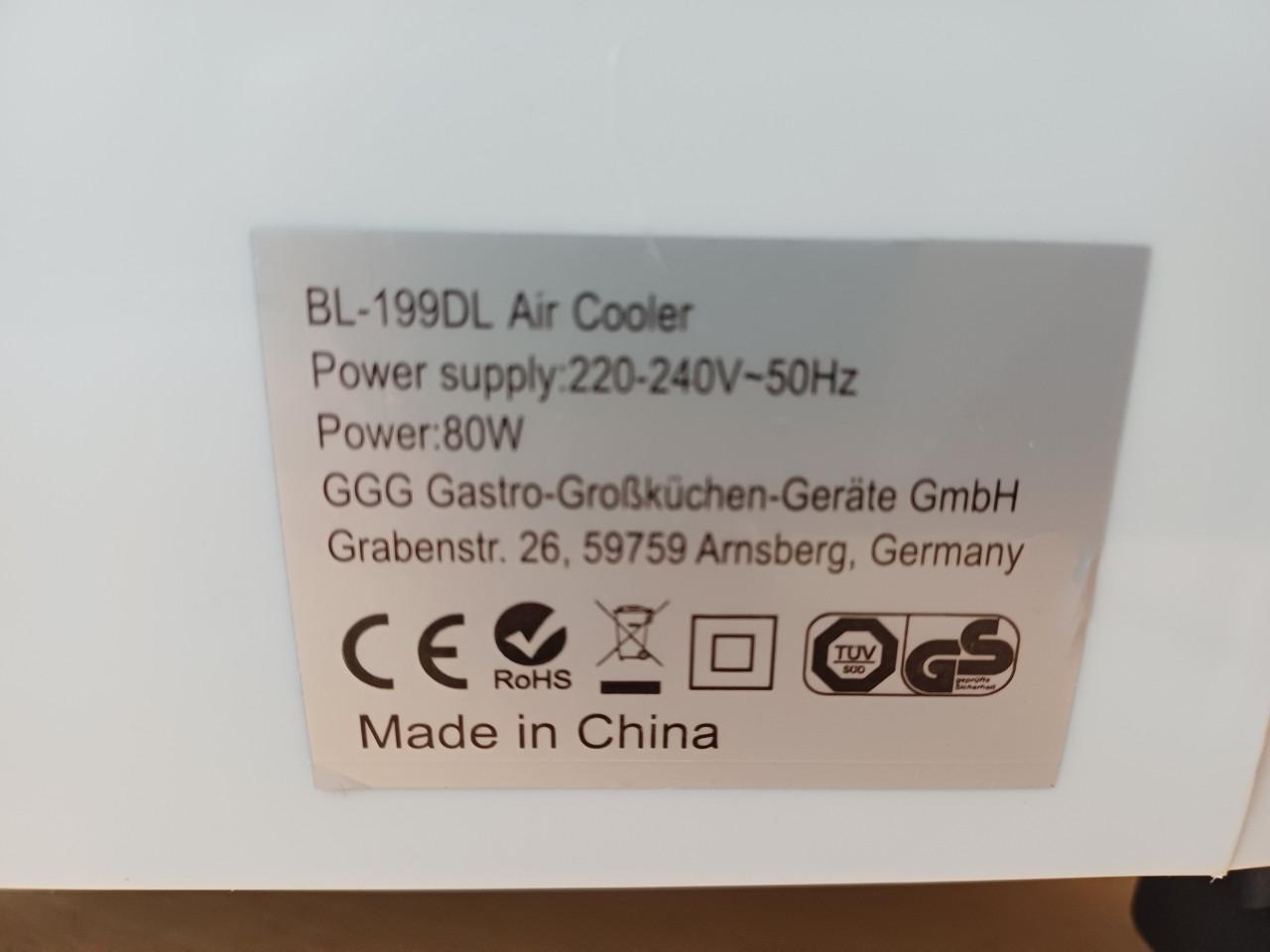 NIEUW: LUCHTKOELER/AIR COOLER BL-199DL met wieltjes en timer