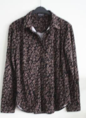 Zwart bruine panterprint blouse  maat m