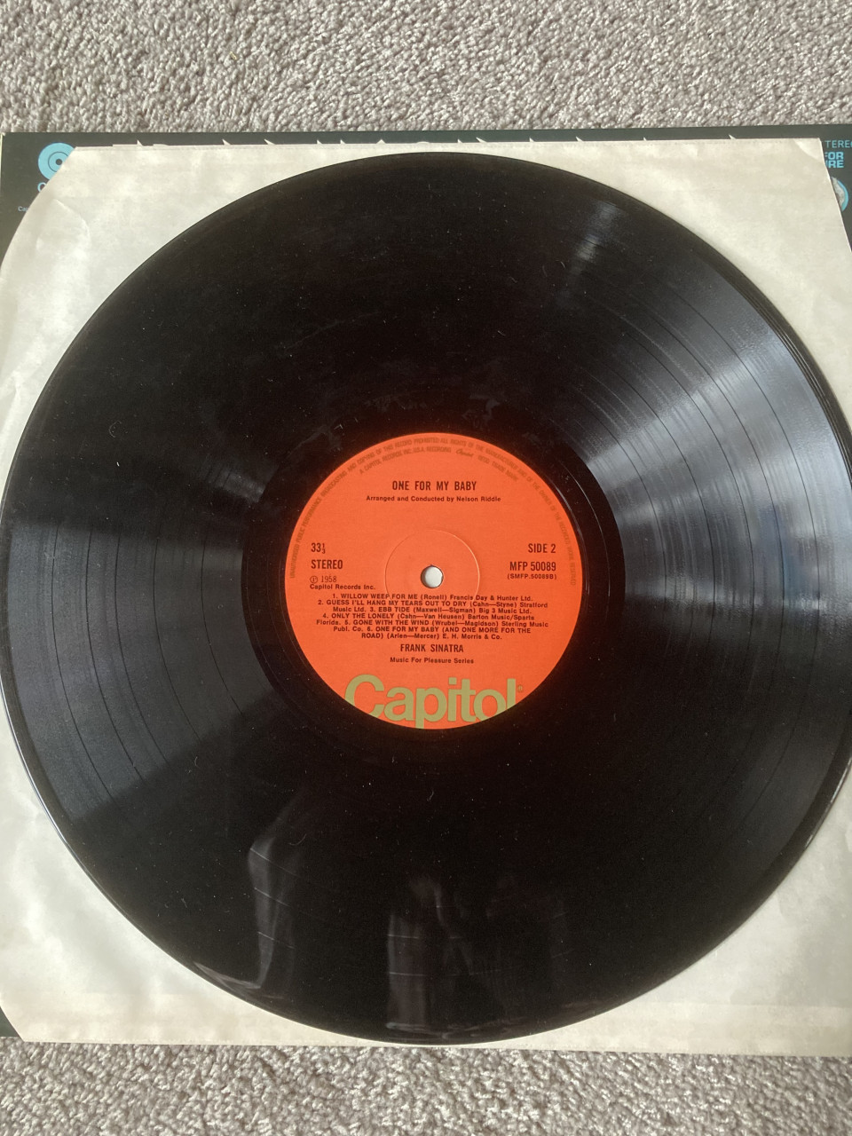 Vinyl L.P. Frank Sinatra One for my baby. Nelson Riddle