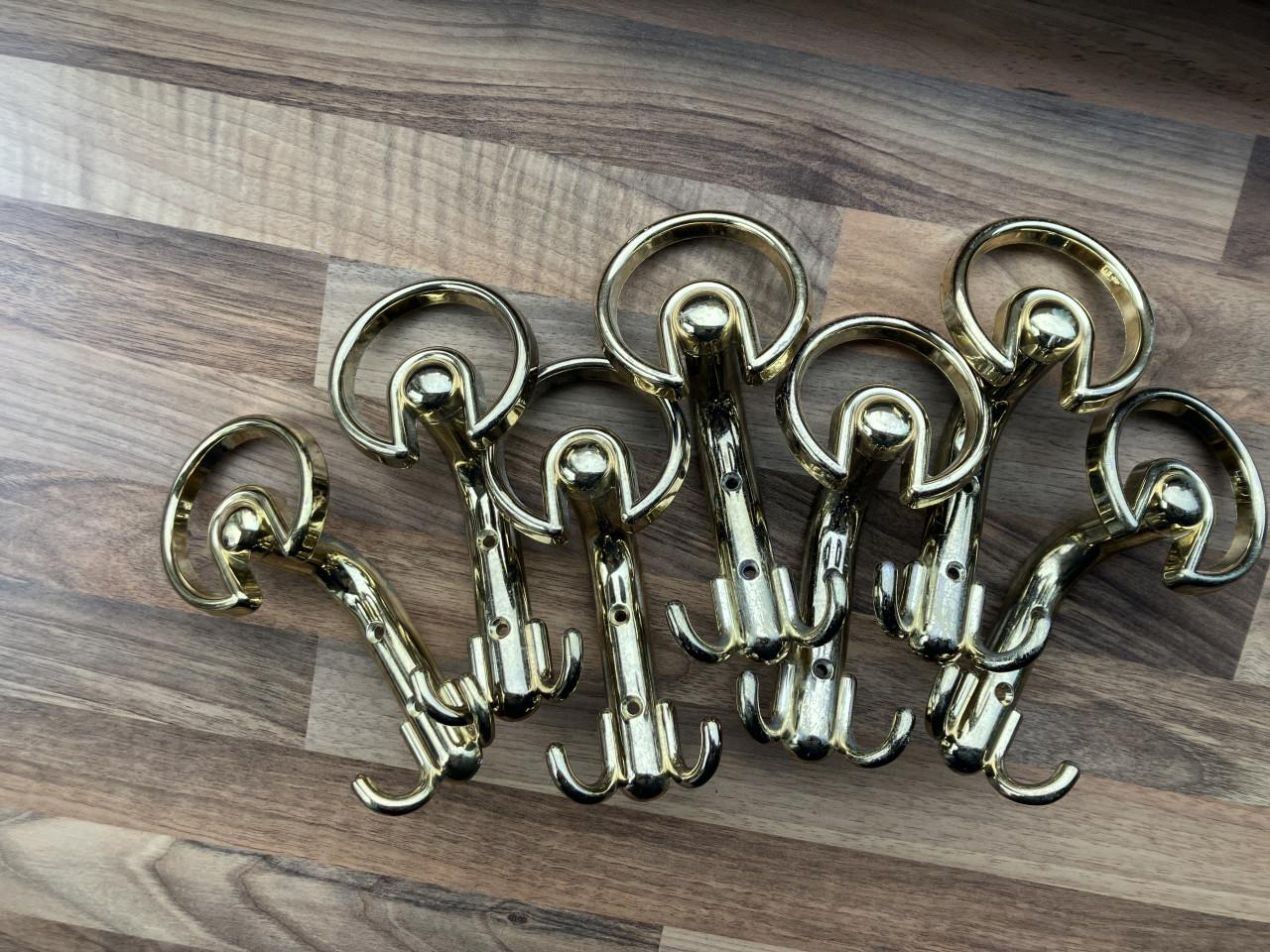 Vintage messing kapstokhaken 7st