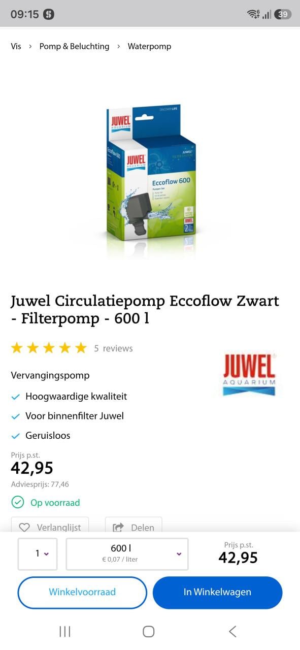 Tk koop nieuw in doos juwel eccoflow 600