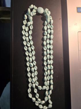 Leuke ketting, 3 rijen, Mintgroen Lengte 23-30 cm