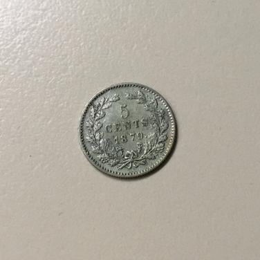 Mooie set zilveren 5 cent munten Willem III (1850, 1859, 1879, 1887) ZF