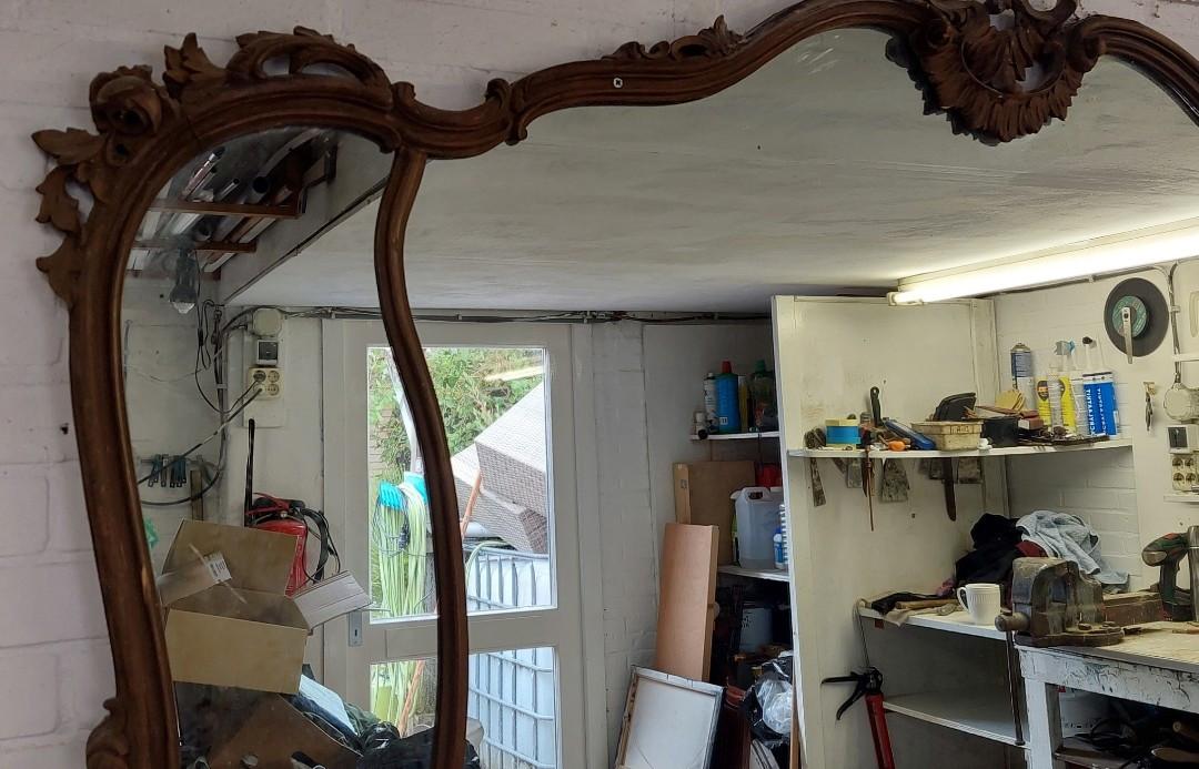 Grote brocante langwerpige spiegel