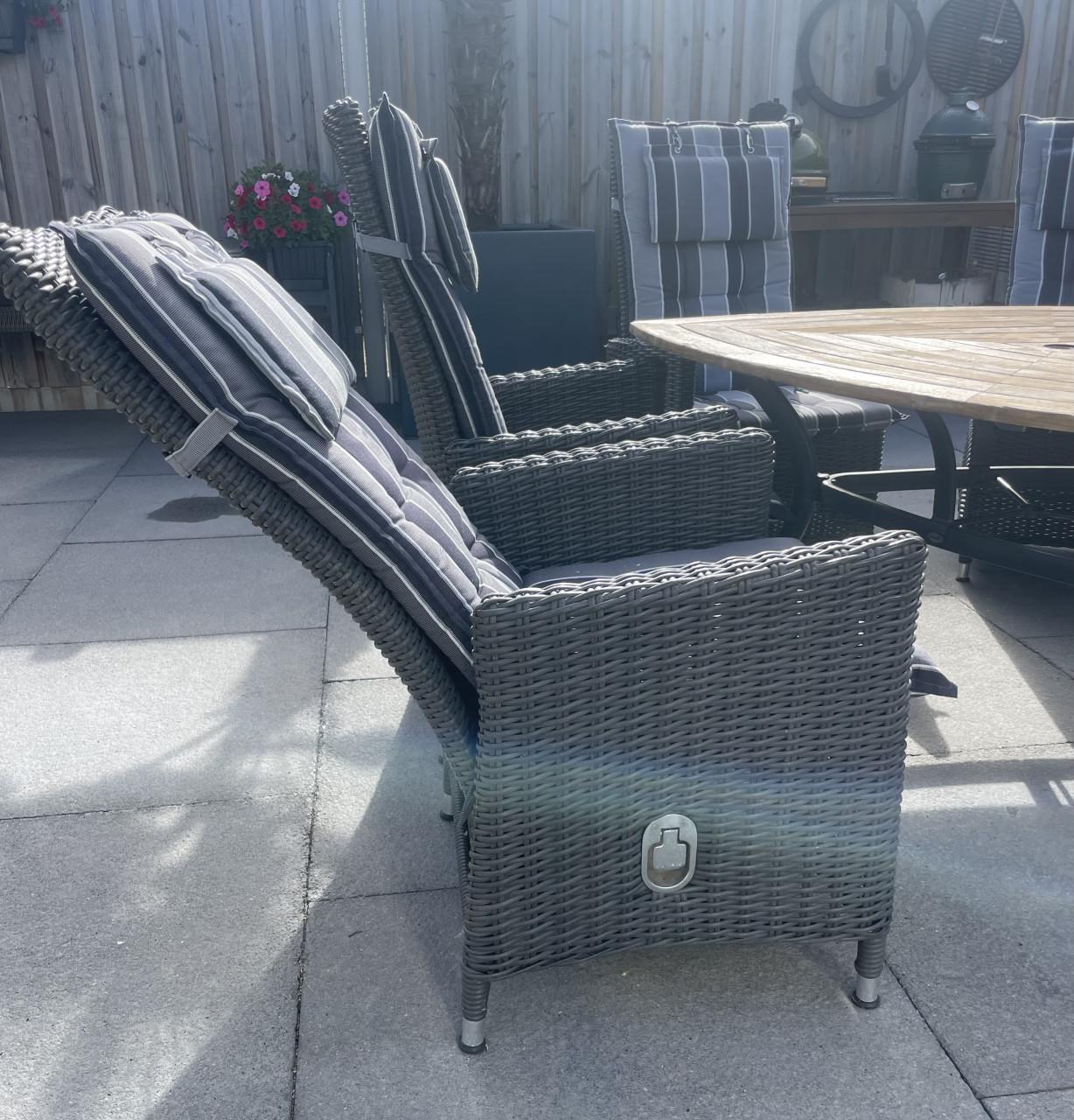 Tuinset met 6 stoelen en dikke kussens verstelbare stoelen