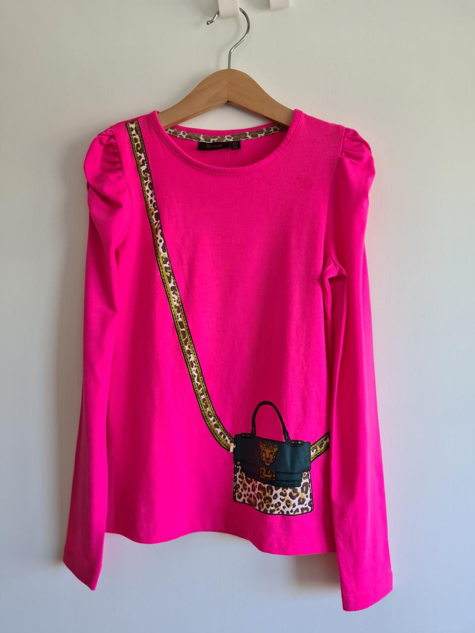 Persival fuchsia roze longsleeve met tasje applicatie  Mt 140-146