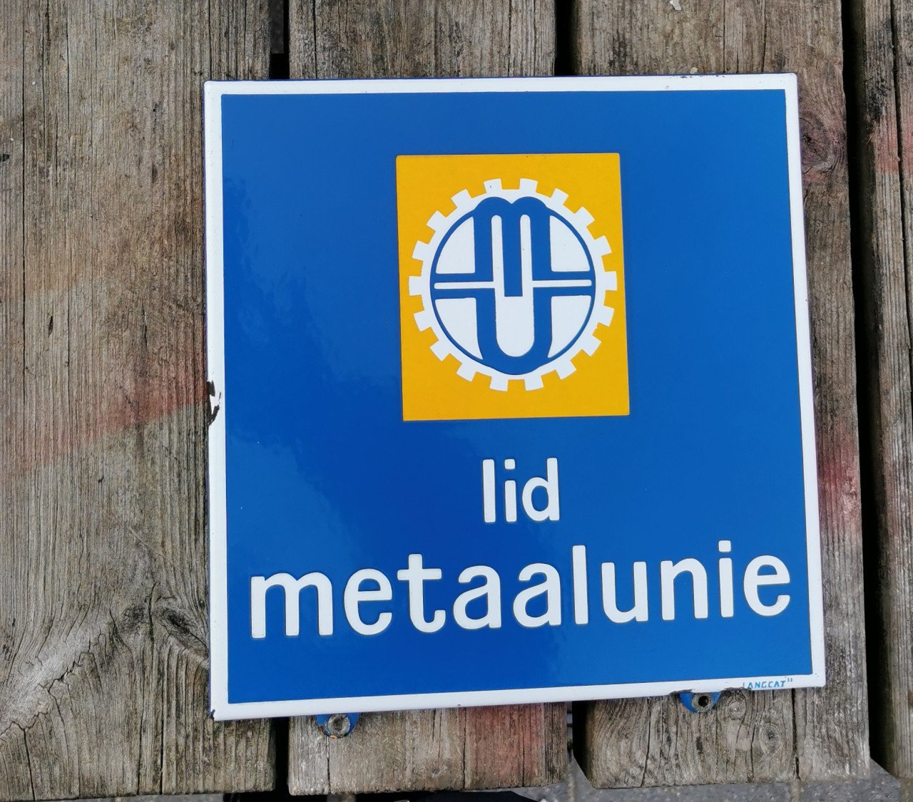 EMAILLE RECLAME BORD METAALUNIE