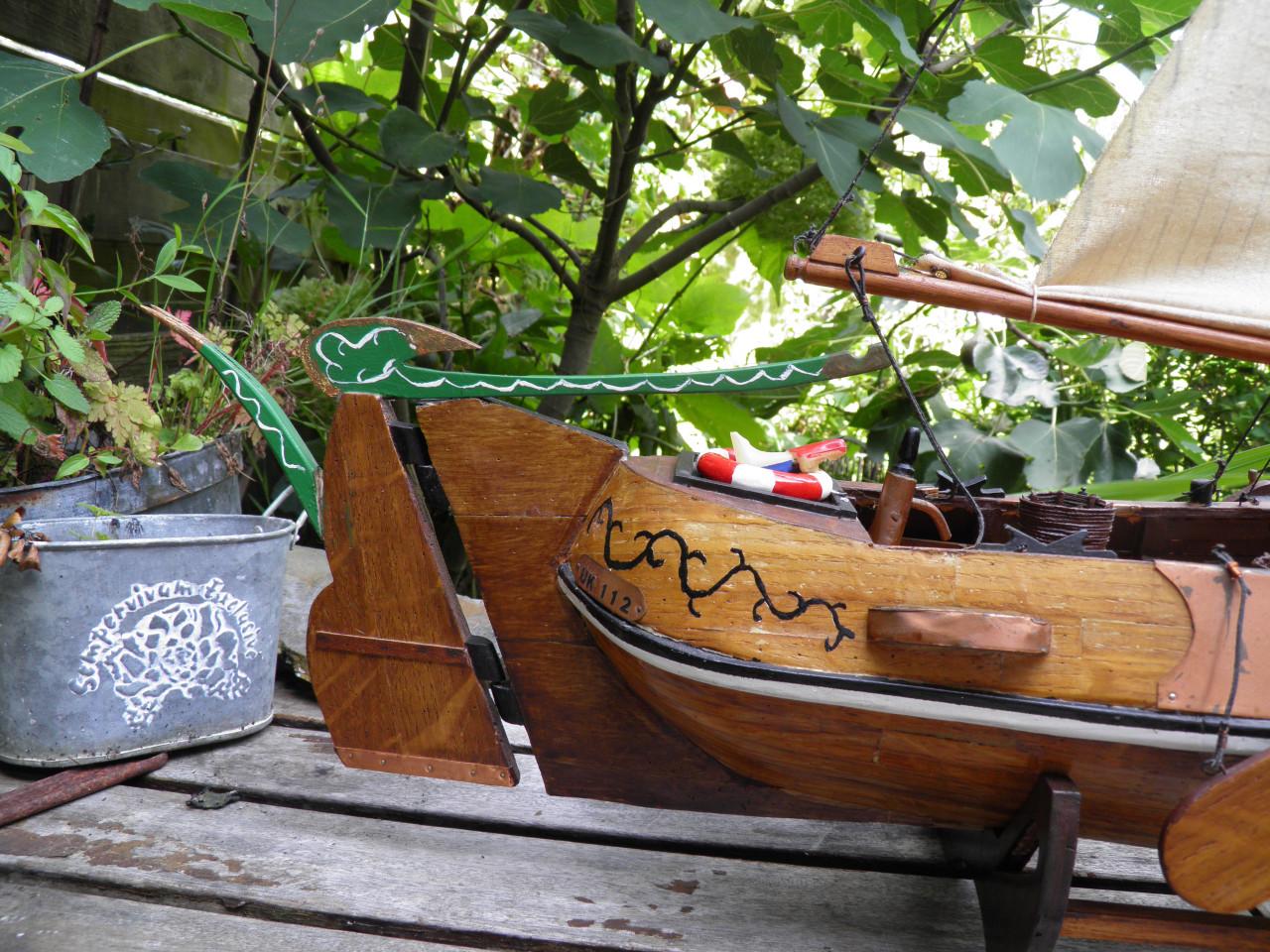 Houten vissersboot, model, handgemaakt