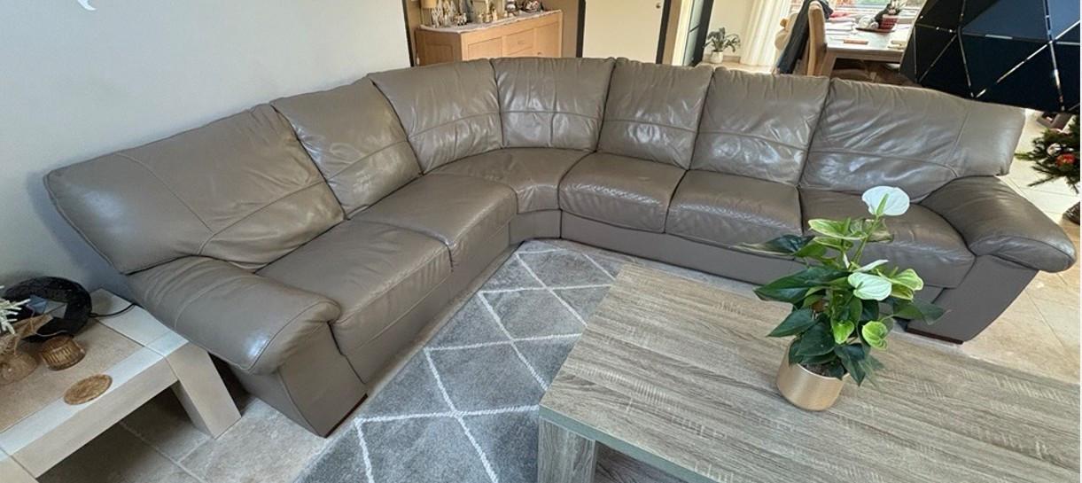 Te koop Echt leren bankstel 3 + 2 zits