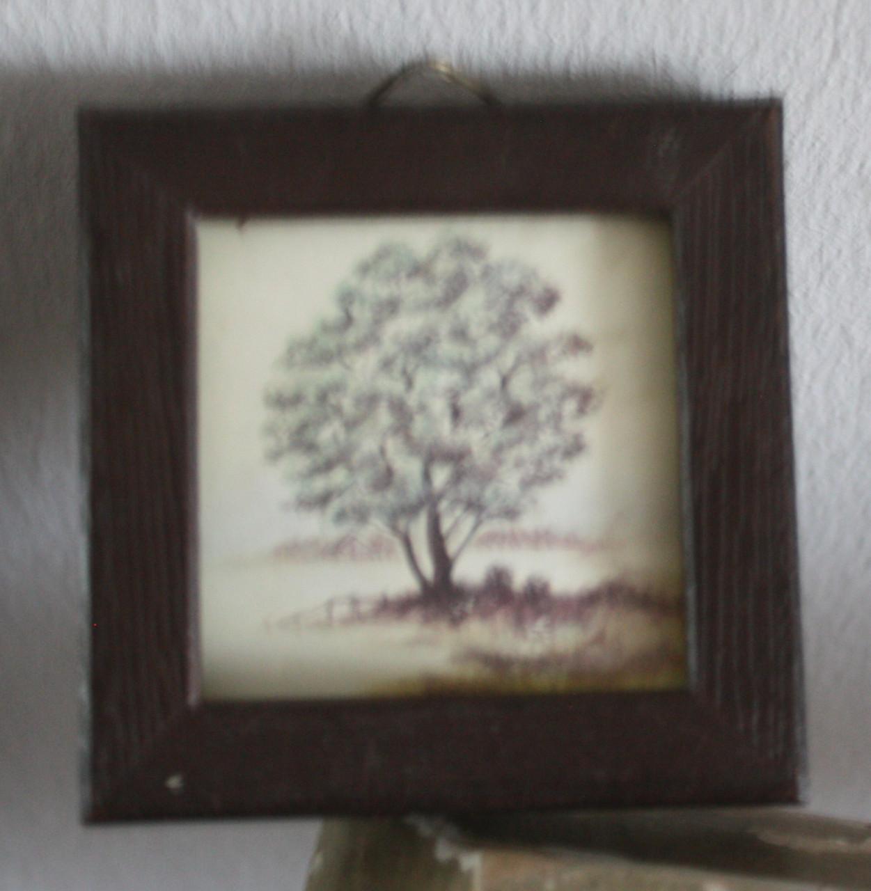 Houten lijstje met tegeltje met bomen print