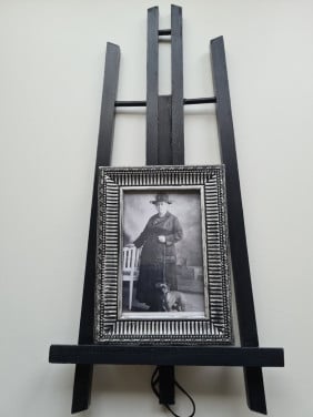 Zwart houten foto / schilderij ezel
