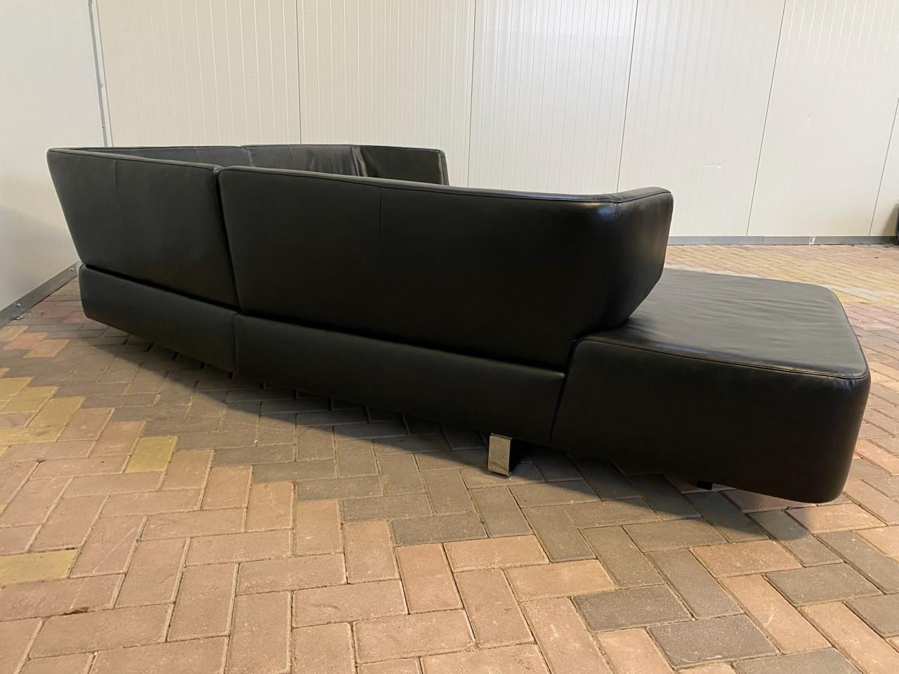 Natuzzi Opus Zwarte Leren Hoekbank-Gratis Levering NL