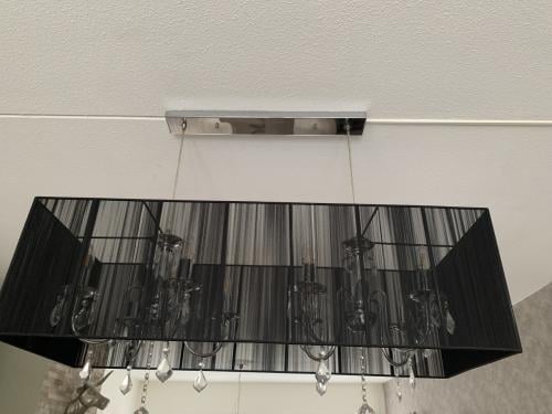 Plafond lamp chroom met zwarten stoffen kap