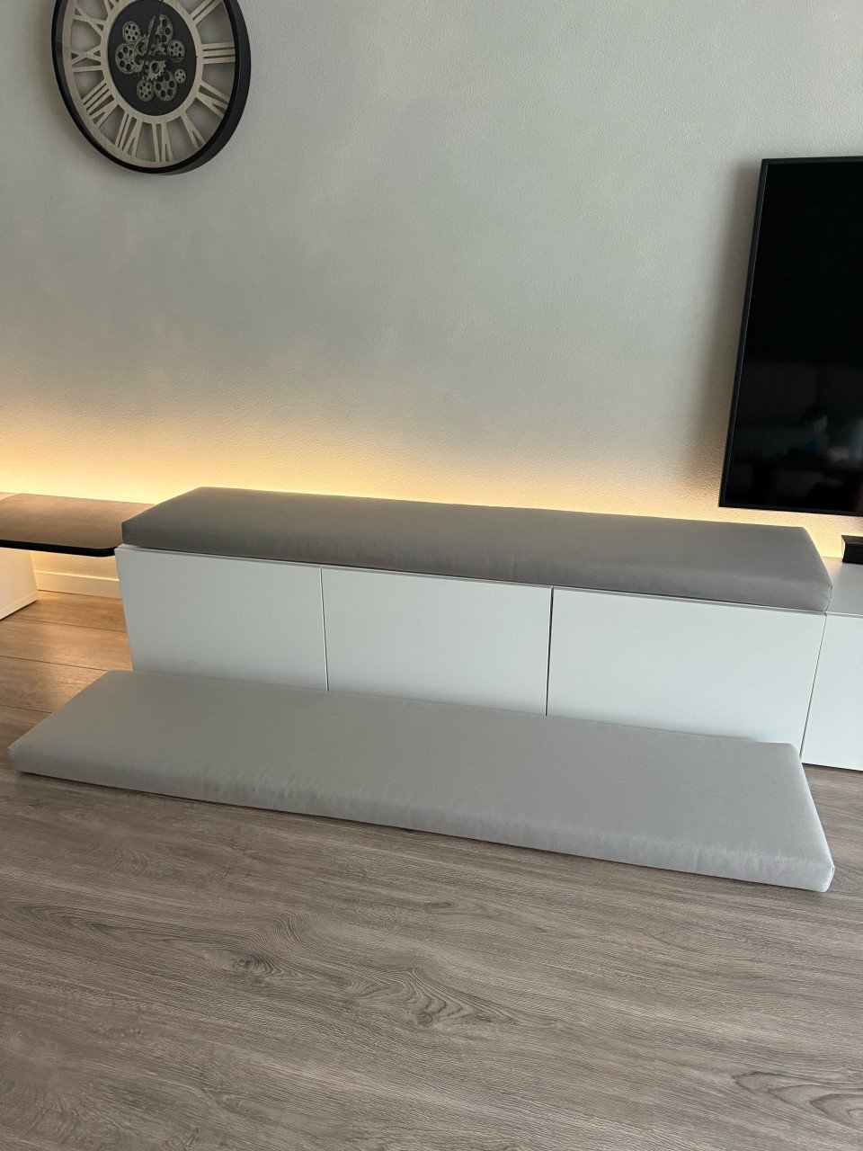Grijze kussens zitbank 180cm