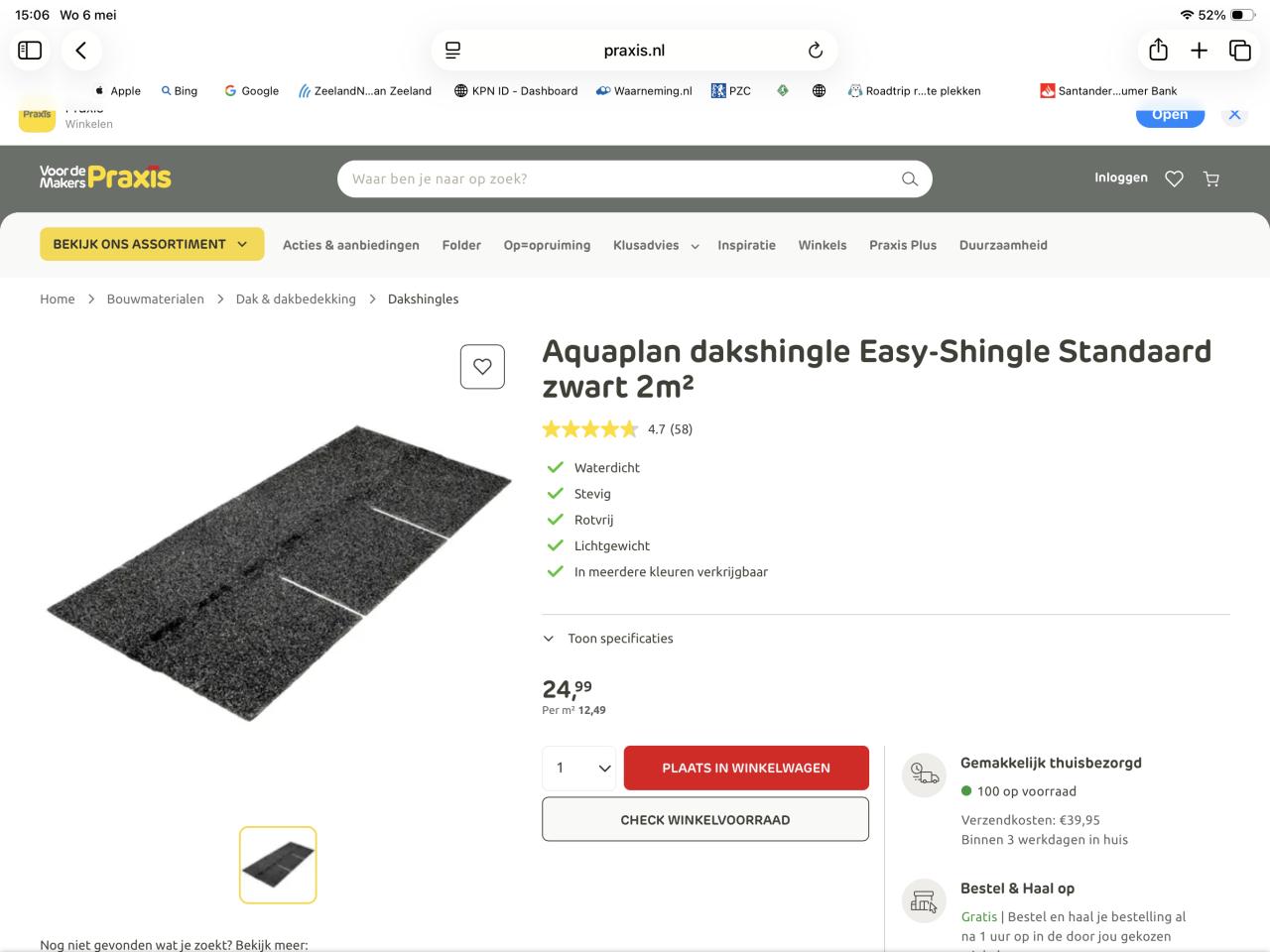 9 Dakshingles. ,zwart