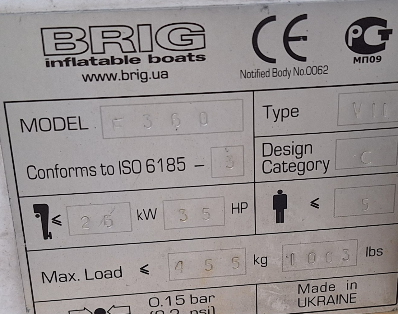 Brig 360 F rib met 20 pk Mercury