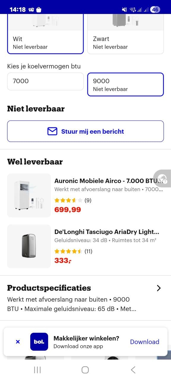 Mobiele airco (10.000 BTU)