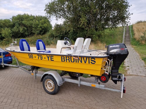 Shetland GH14 met Suzuki 15 pk 4-takt en trailer. Compleet set!!