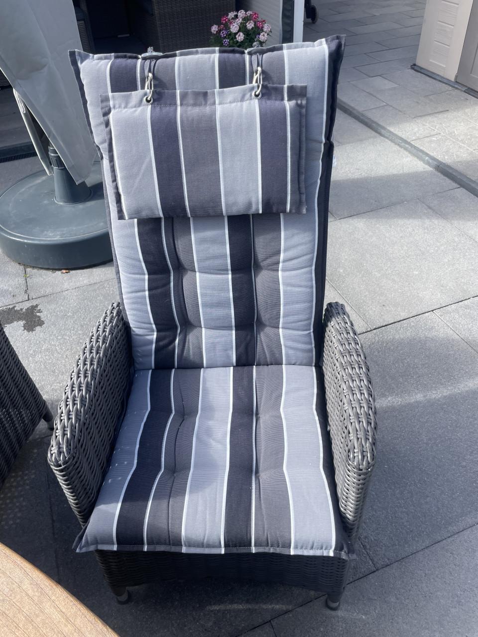 Tuinset met 6 stoelen en dikke kussens verstelbare stoelen