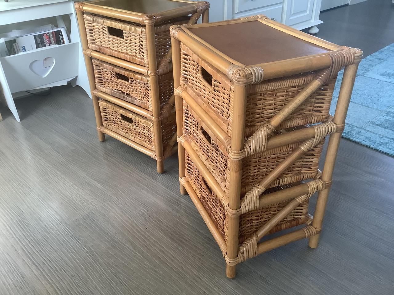 2 rotan kastjes,vintage