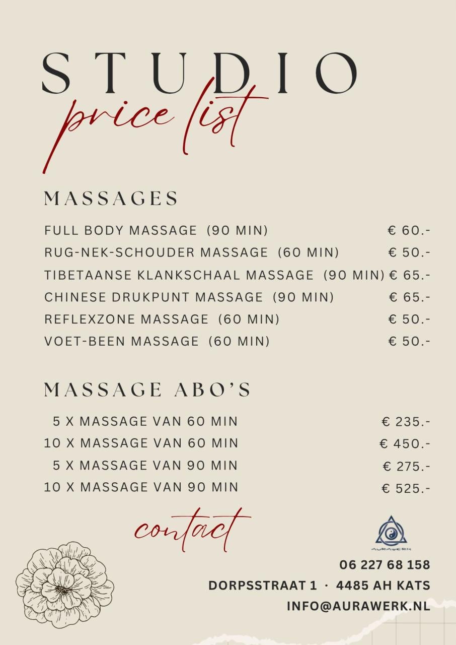 Full Body Massage - 90 minuten - 60.- euro
