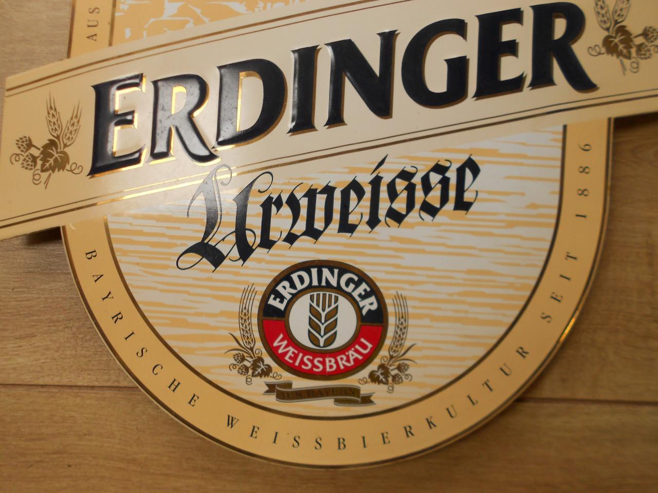 Emaille reclamebord Erdinger bier.