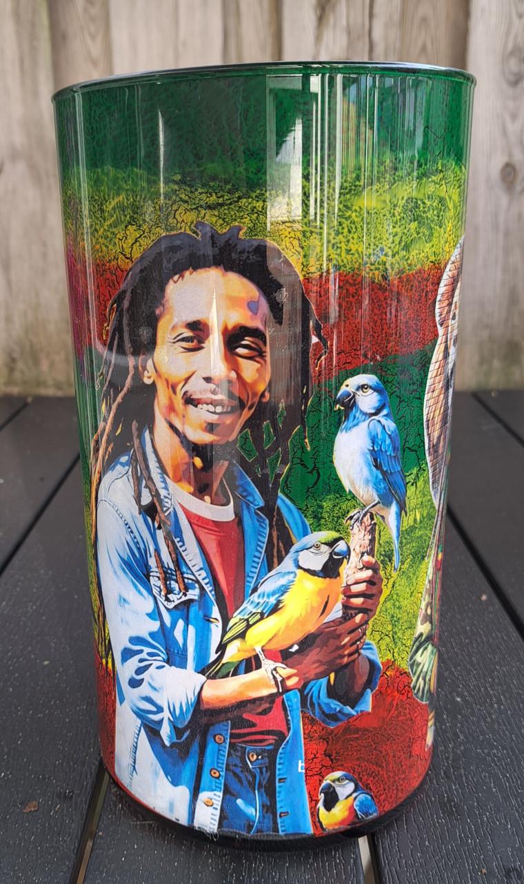 Decoupage vaas met bob marley