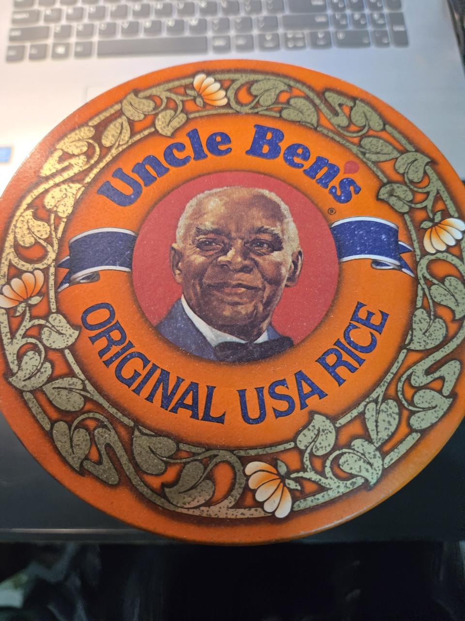 Vintage cilindrisch blik van Uncle Ben's Rice