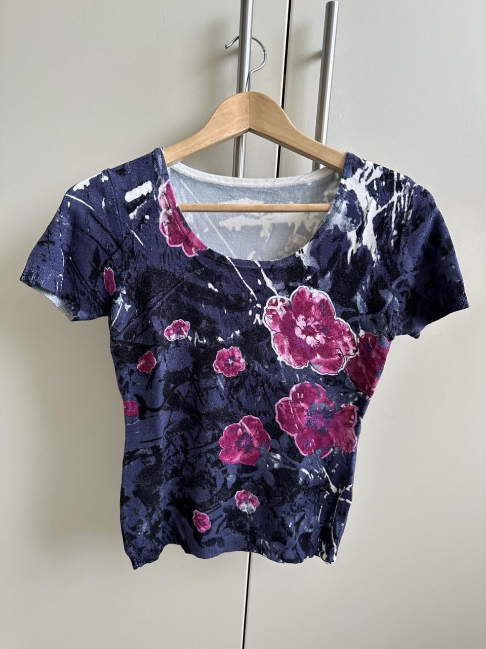 Twinset maat 38 kleuren blauw,grijs,roze, print bloemen, maat 36-38