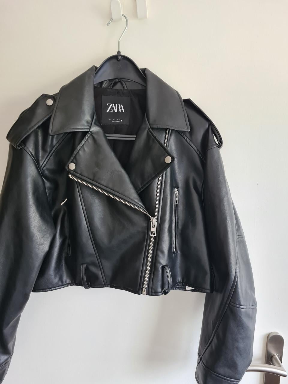 Zara zwart leer bikerjasje Maat L