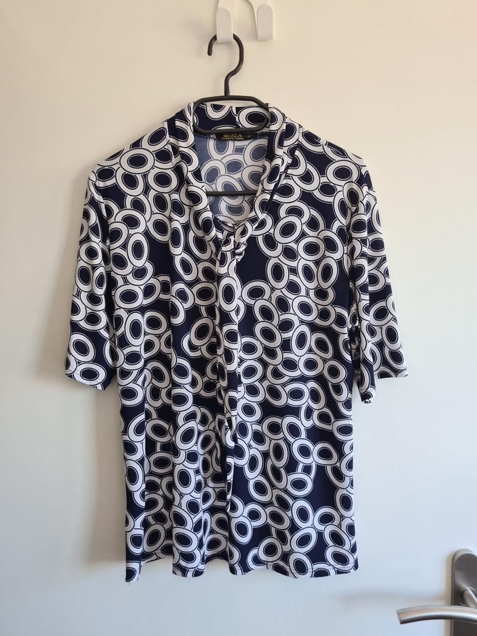 Nieuw ! Ibiza Womans Fashion blauw-wit blousje 3/4 mouwen  Maat M