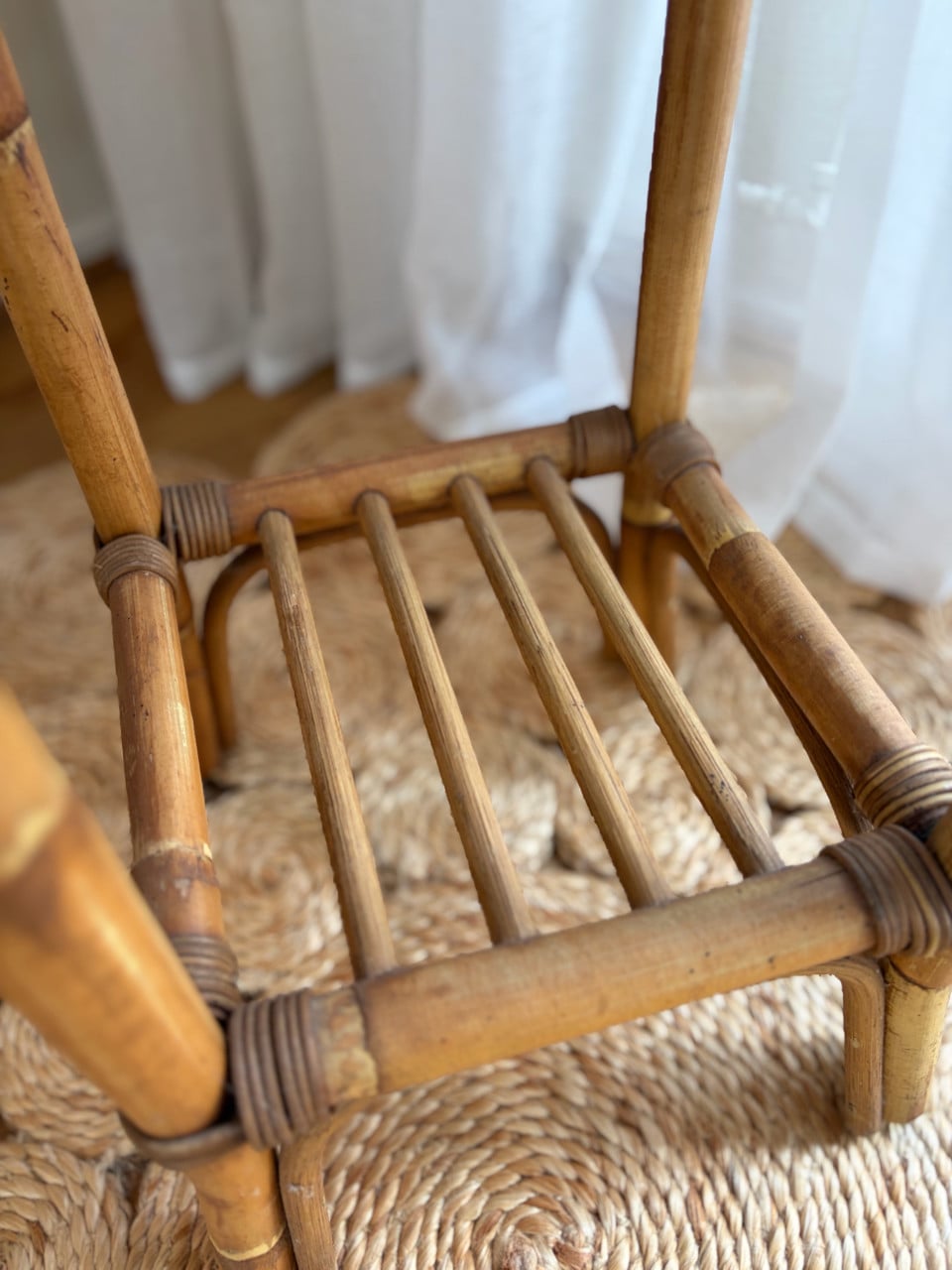 Vintage rotan / rieten plantenhouder